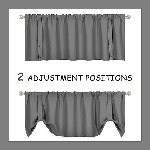 Miniatura 3 de DECOVSUN Cenefa de amarre para ventanas color aguamarina de 18 pulgadas de largo, cenefa recta ajustable para oscurecer la habitación, con bolsillo