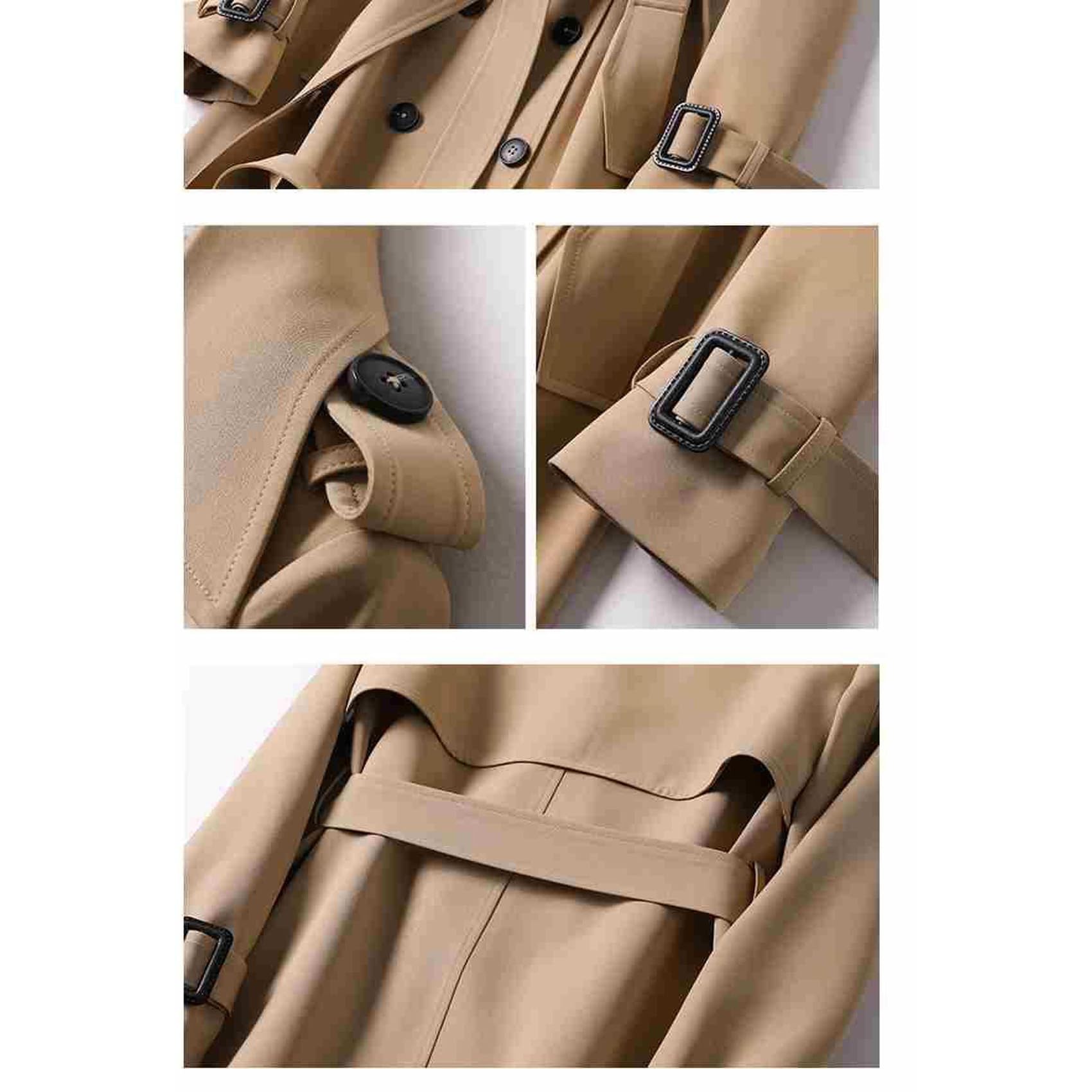 Abrigo de Cuello de Polo para Mujer de Color Sólido de Longitud Media Chaqueta Casual
