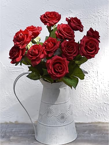 Miniatura 30 de FiveSeasonStuff 12 tallos de flores artificiales, rosas de seda de tacto real para decoración de bodas, ramos de novia, centros de mesa, fiestas y 9