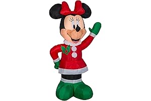 3.5' Airblown Inflatable Minnie Mouse in Winter Clothes with Red Bow for...