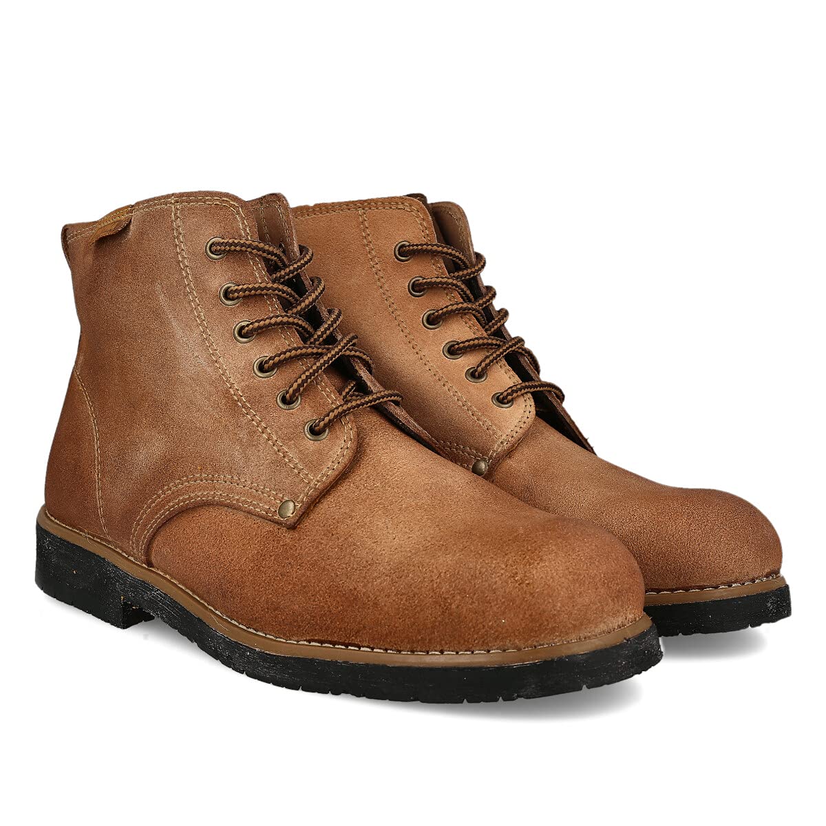 Stivali da Uomo in Pelle Chukka Rustici. Safari Stivaletti Scarpa Pelle Lavoro Casual, Outdoor e Giardinaggio. Chiusura Lacci. Suola di gomma. Stivali e Scarpe.