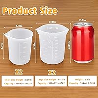 Vista 7 de Palksky Silicone Cups for Melting Chocolate, 4PCS Silicone Measuring Cups with 250 & 350ml Capacity, Reusable Baking Supplies for DIY Chocolate Molds