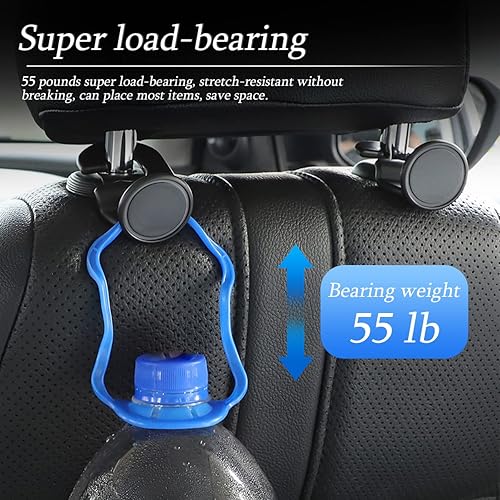 Miniatura 3 de AUCELI Gancho para respaldo de asiento de automóvil paquete de 4 ganchos ocultos para reposacabezas de automóvil organizador de almacenamiento