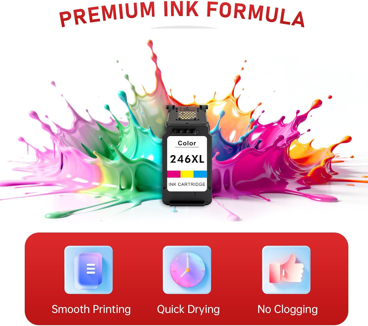 CL-246XL Color Ink Cartridge Compatible for Canon 245 246 XL PG245 CL246 246XL Ink Work with Canon PIXMA TR4520, TS3320, MG2522, MG2525, MX490 TS302 Cannon Printer (1 Color)