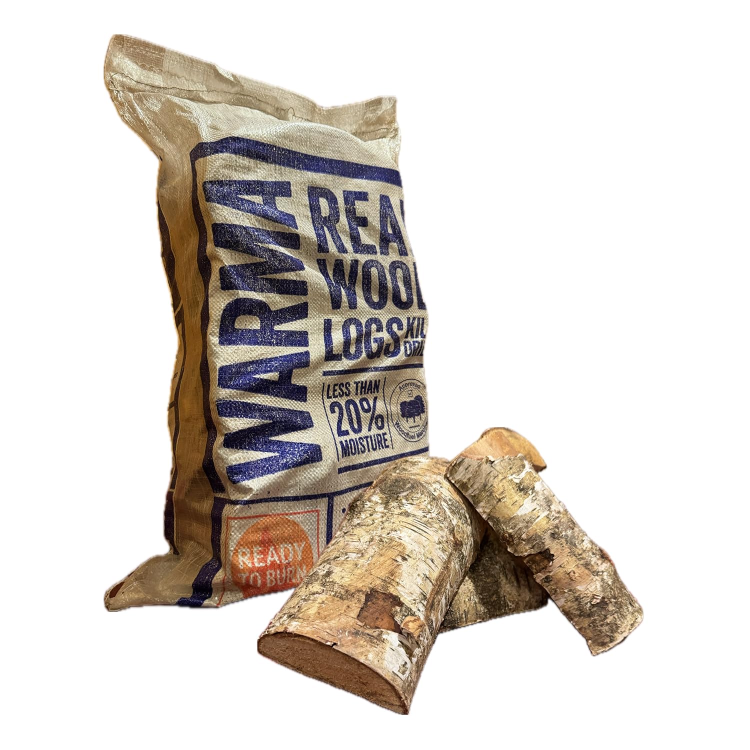 Warma Beige Bag Hardwood Firewood Logs Kiln Dried - Ready To Burn Easy To Light Chunky Fire Wood Logs For A Long Hot Burn - For Weekend Fires Open Fire Pits Wood Burners Log Burners Chimeneas 53L
