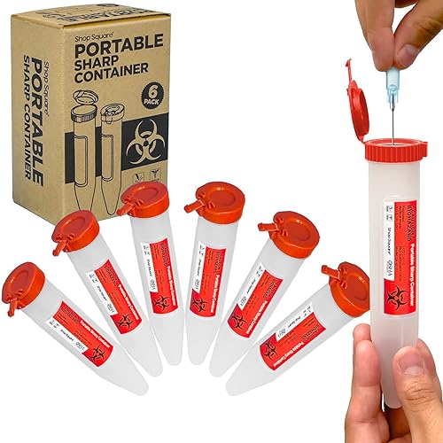 Contenedores pequeños para objetos punzantes, contenedor portátil para objetos punzantes con mecanismo de bloqueo, contenedor de objetos punzantes