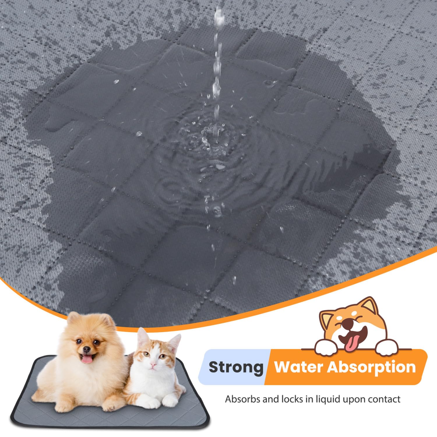 Nobleza 2 Pezzi Tappetini Assorbenti per Cani, Lavabile Tappetini Assorbenti per Cani, Tappetino Igienici per Animali Domestici, Riutilizzabile Tappetino da Allenamento per Cuccioli, 60x45 cm