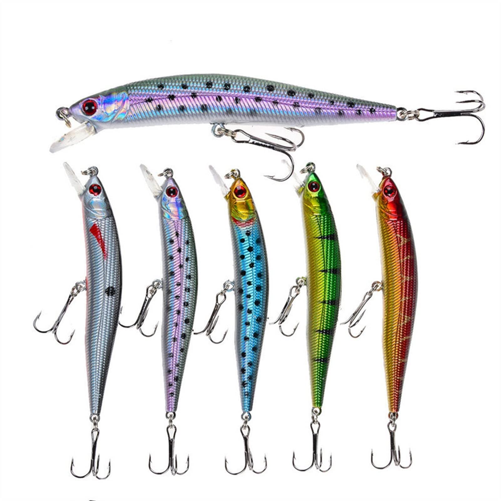 Esche da Pesca morbide, Fishing Baits 10 PCS Fishing Lure Hard Bait Bass Wobblers 3D Eyes Crankbait Carp Pike Tackle 10cm/8.5g for Freshwater Trout Bass Salmon Simple
