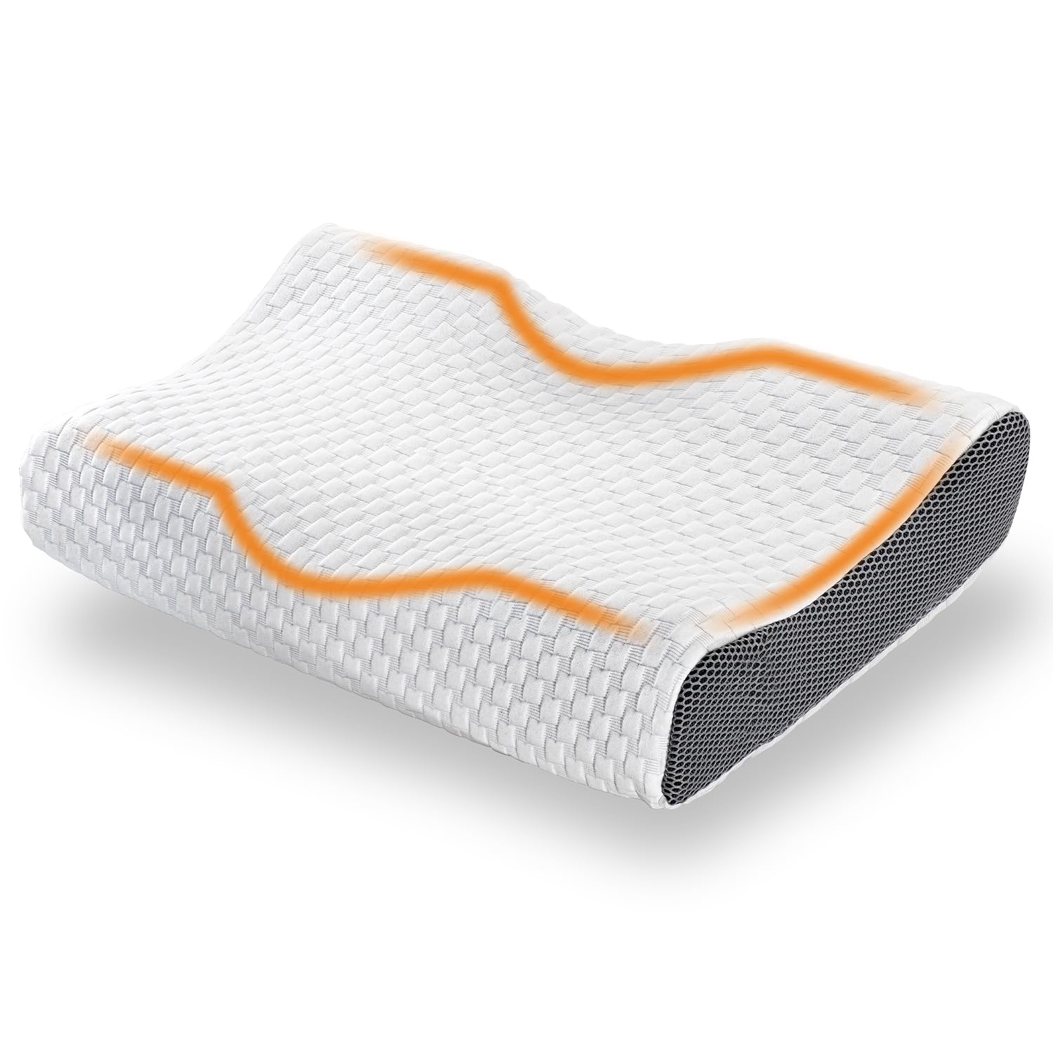 Premium ergonomiczna poduszka podpierająca kark z efektem żelowym, z regulacją wysokości, pianka Gel Memory Foam, ergonomiczna poduszka pod głowę 32 x 60 cm