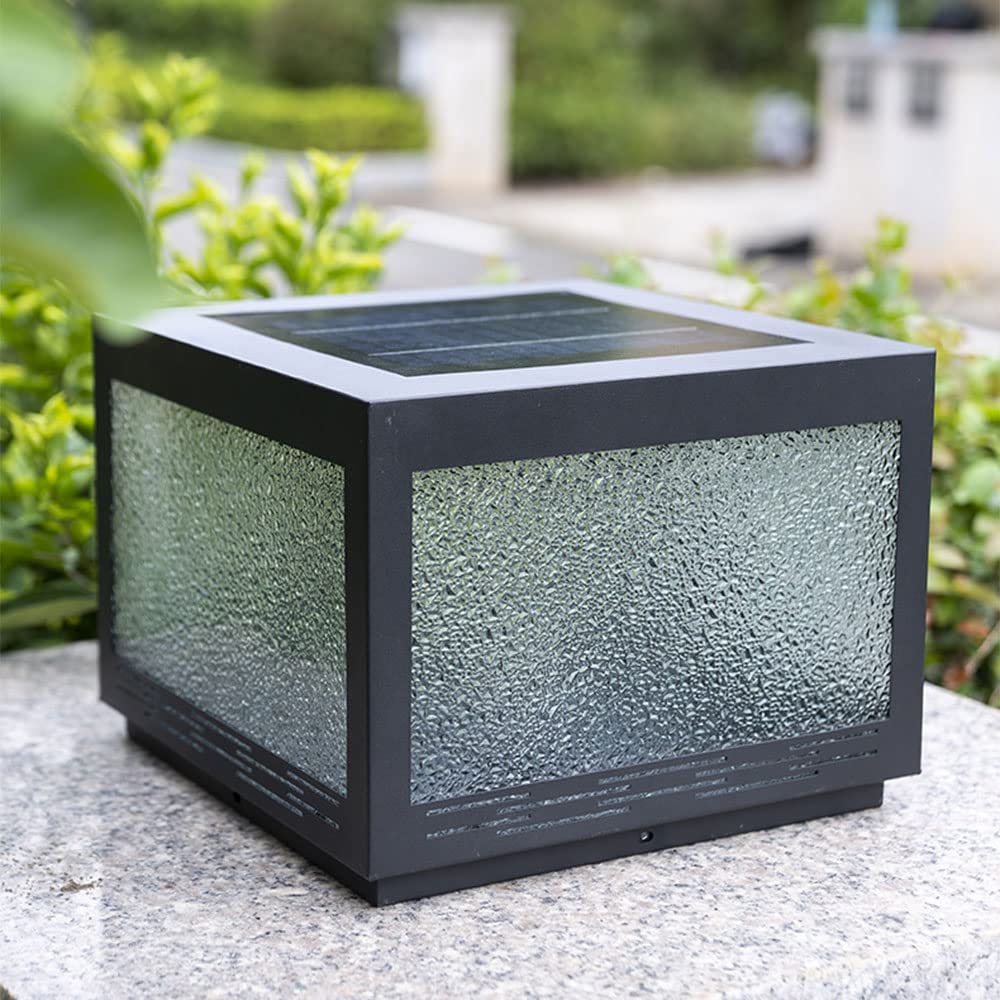 Lampada A Colonna in Vetro Solare Lanterna da Giardino Classica Pilastro A LED Impermeabile Ad Energia Solare Apparecchio per Lampioni da Esterno con Base per Montaggio su Molo,