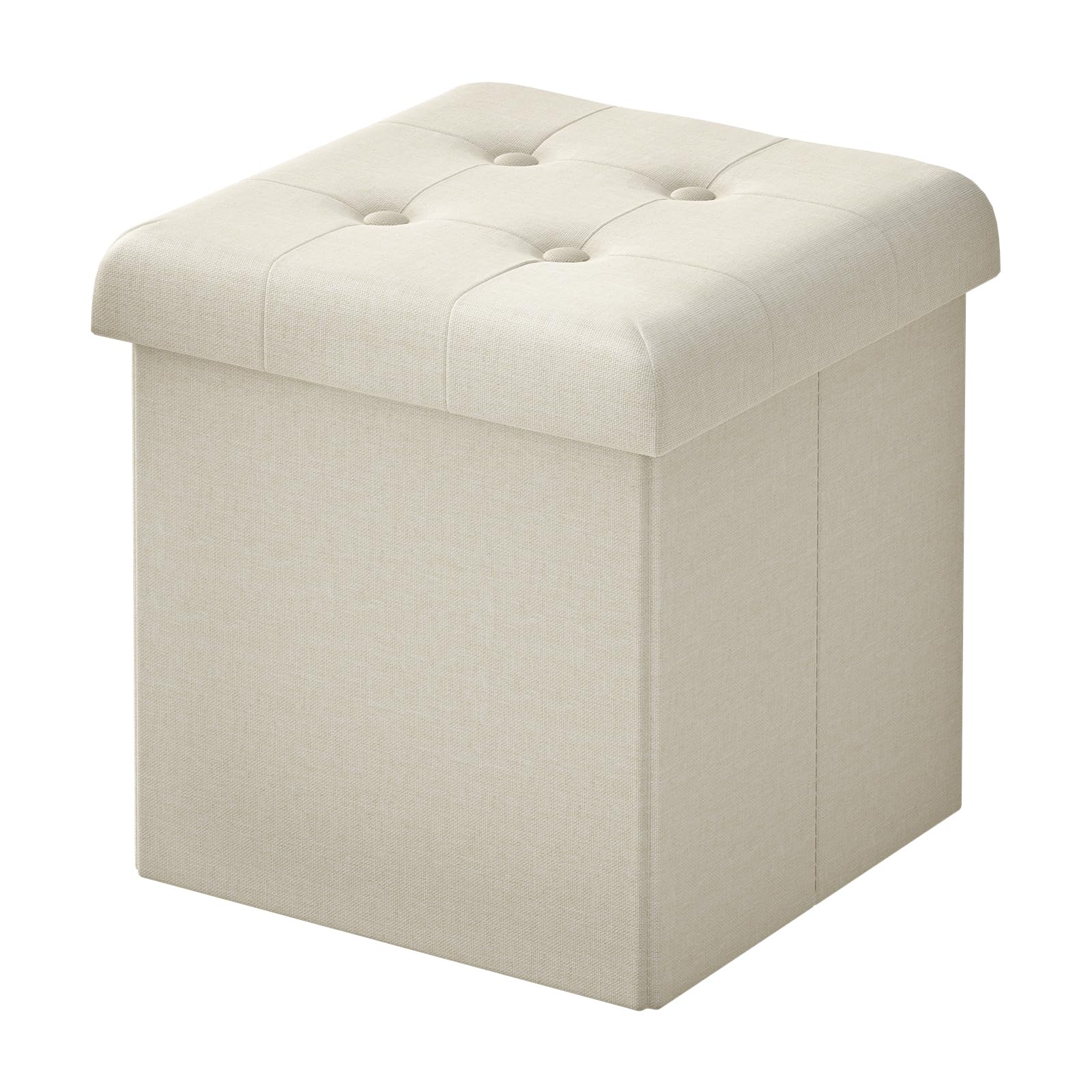 WOLTU Sitzhocker mit Stauraum, Faltbarer Hocker mit Deckel, Fußhocker Falthocker Sitzwürfel Aufbewahrungshocker, für Wohnzimmer Schlafzimmer, 30x30x30 cm, Beige