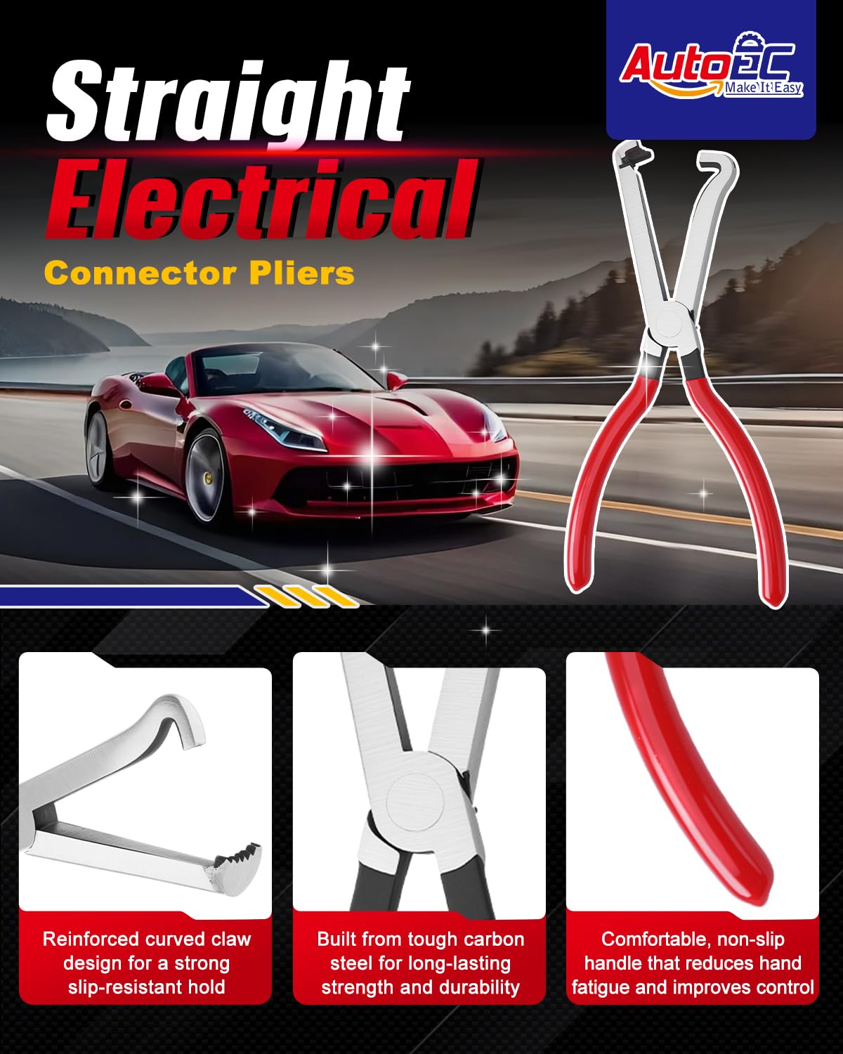 AutoEC 5PCS Professional Electrical Disconnect Pliers for Cars‌, Automotive Electrical Connector Tool ‌Electrical Plug Pliers‌ and ‌Connector Removal Tool‌ Kit with Durable Tear-Resistant Gloves