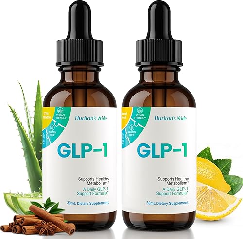 Huritan's Vride GLP-1 Drops, Suplemento GLP-1 prémium para hombres y mujeres, fórmula 9 en 1 con berberina, canela y bromelina, apoyo diario para el