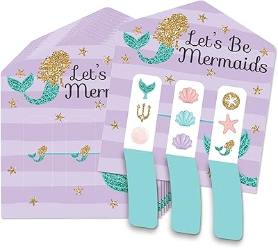 Big Dot of Happiness Letâ€™s Be Mermaids - Baby Shower or Birthday Party Game Pickle Cards - Pull Tabs 3-in-a-Row - Set of 12