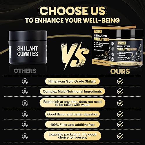 Miniatura 3 de Gomitas puras de Shilajit del Himalaya con Ashwagandha, ácido fúlvico y más de 85 minerales traza, sin azúcar añadido, Shilajit para hombres y