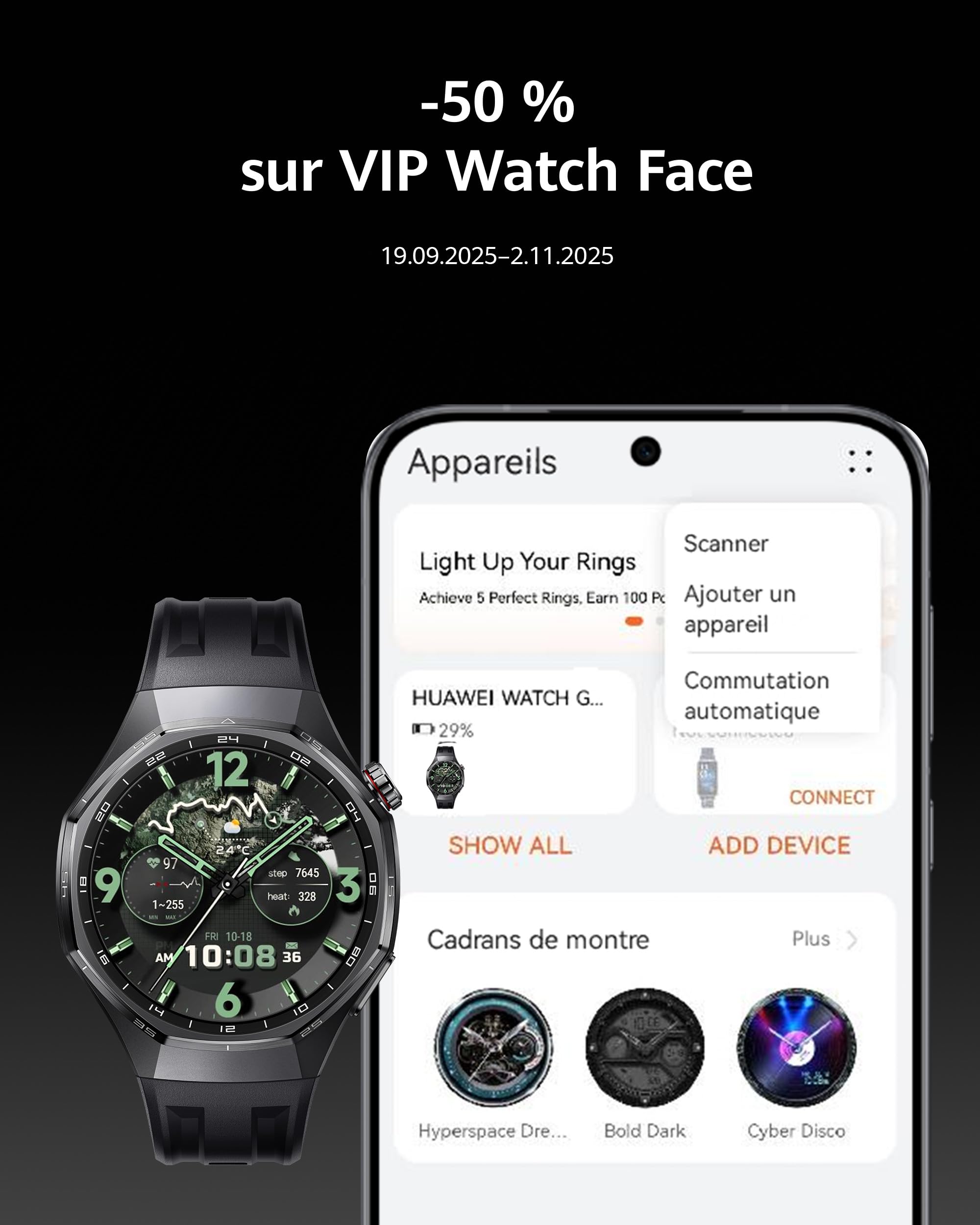 HUAWEI Watch GT6 Pro 46mm Montres connectées + Freebuds 6i Noir Écran AMOLED de 1,47 Pouce, Jusqu'à 21 Jours d'autonomie, Cyclisme de Niveau Professionnel, Compatible avec iOS et Android, Titanium