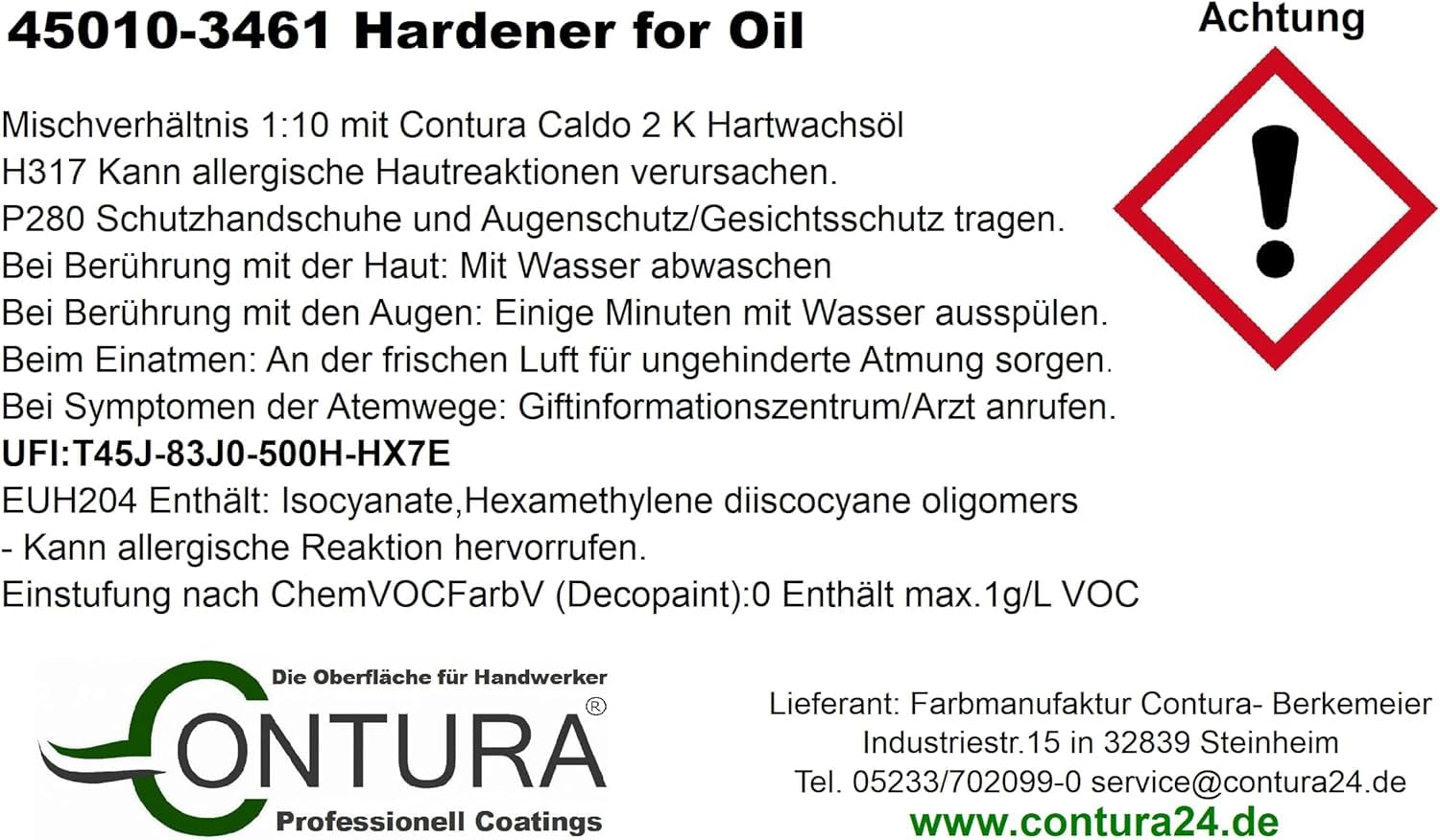 Contura 2,5 Liter Hartwachsöl 2K mit Härter Premium Holzöl Parkettöl Objektöl Treppenöl Fußbodenöl (Farblos - Naturholz)