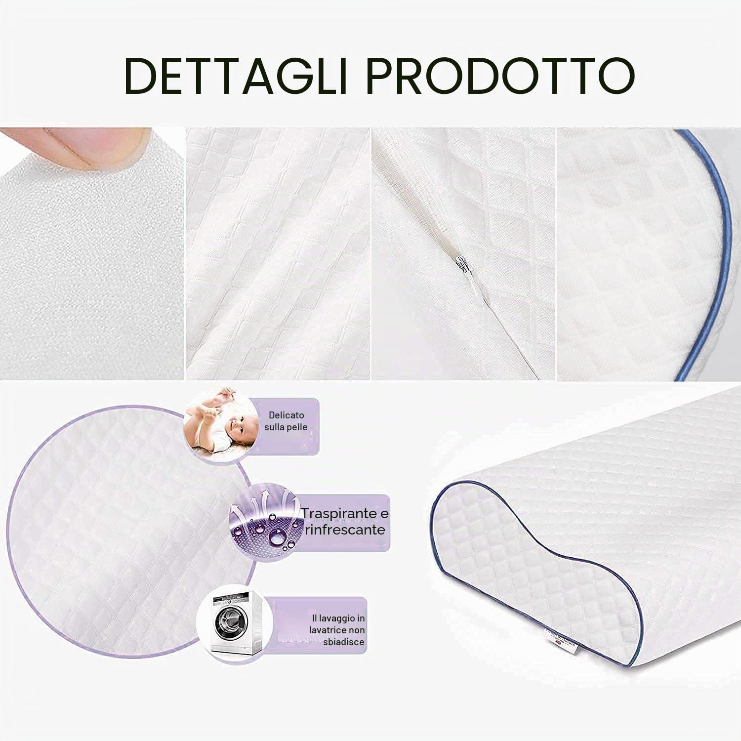 Fityou Cuscino Cervicale Memory con Altezza Regolabile, Cuscino a Doppia Onda Antipolvere, Memory Foam Guanciale Letto Ergonomico per a Collo Cervicali, Rimovibile/Lavabile, 60 * 35 * 11/9cm