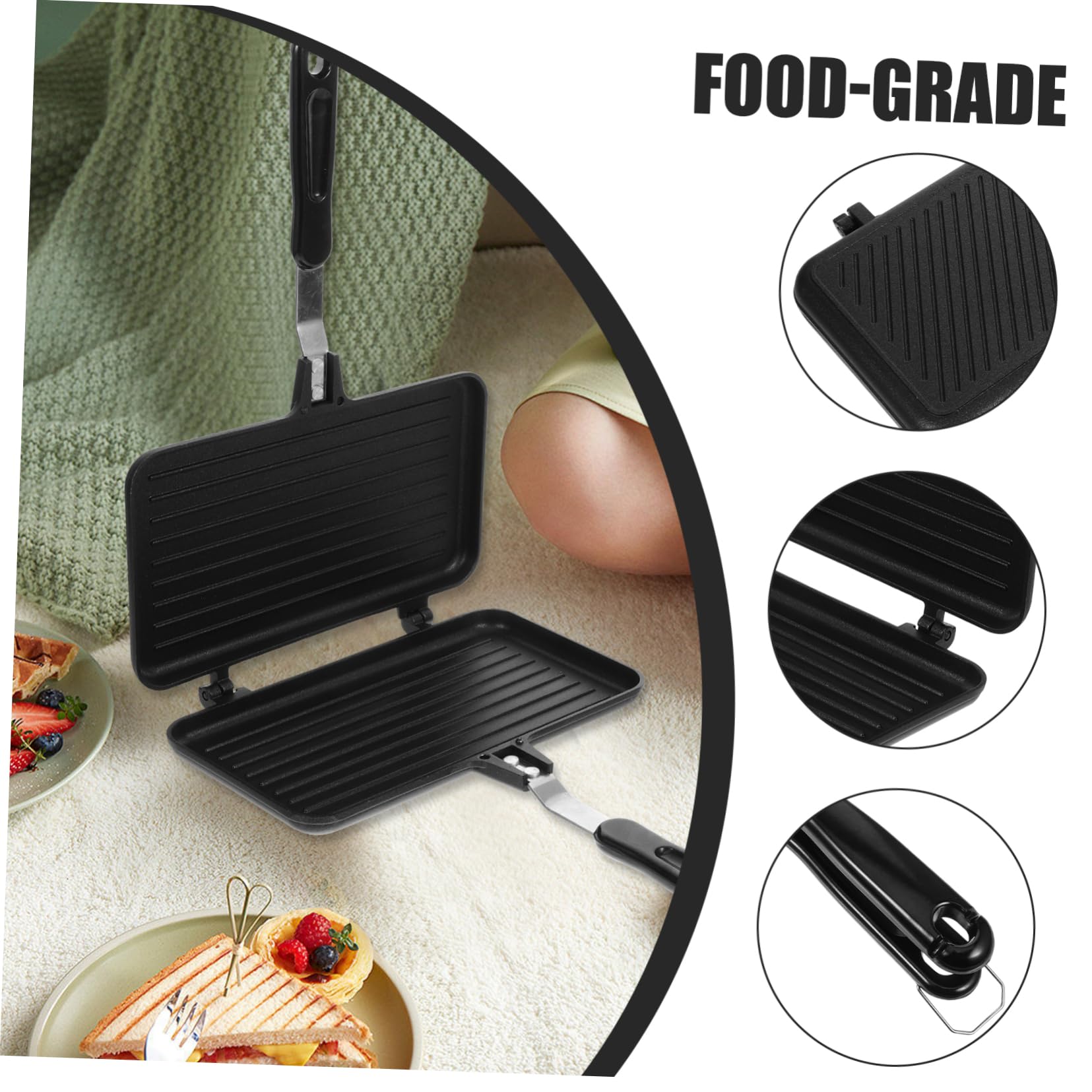 OFFSCH Double Sided Non Stick Sandwich Pan for Breakfast Toast Oven
