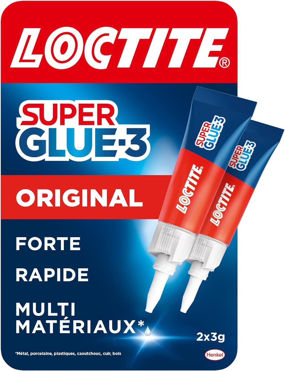 Loctite – Super Glue-​3 Original (2 tubes de 3 g) – Colle forte et résistante de haute qualité – Colle liquide tous matériaux, transparente à séchage rapide