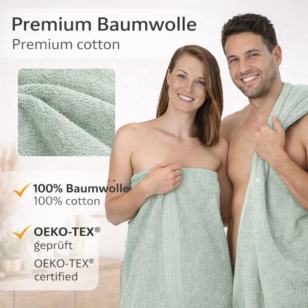 Betz Premium Handtuch Set 4-teilig – 2 Duschtücher 70×140 cm & 2 Handtücher 50×100 cm, 100% Baumwolle 470 g/m², saugstark & weich, Oeko-TEX® Farbe heugrün
