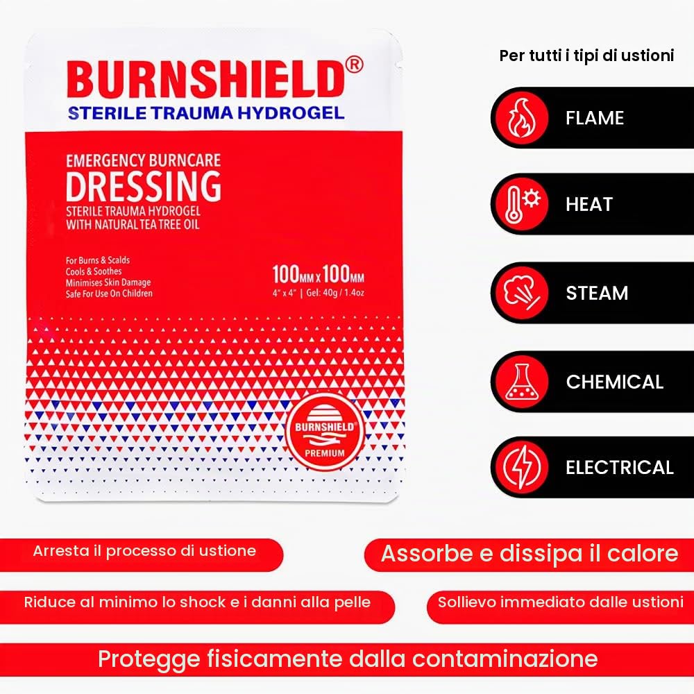 Burnshield 10,2 x 10,2 cm, medicazione sterile, 6 pezzi