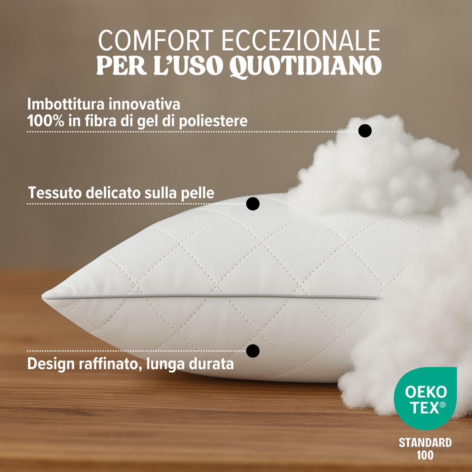 DREAMWAY - Set di 2 Cuscini 50x70cm, Cuscino in Microfibra Morbidi, Ipoallergenici, Lavabili, Qualità Hotel, Ideali per Chi Dorme di Lato e sulla Schiena, Cuscini Traspiranti e Morbidi