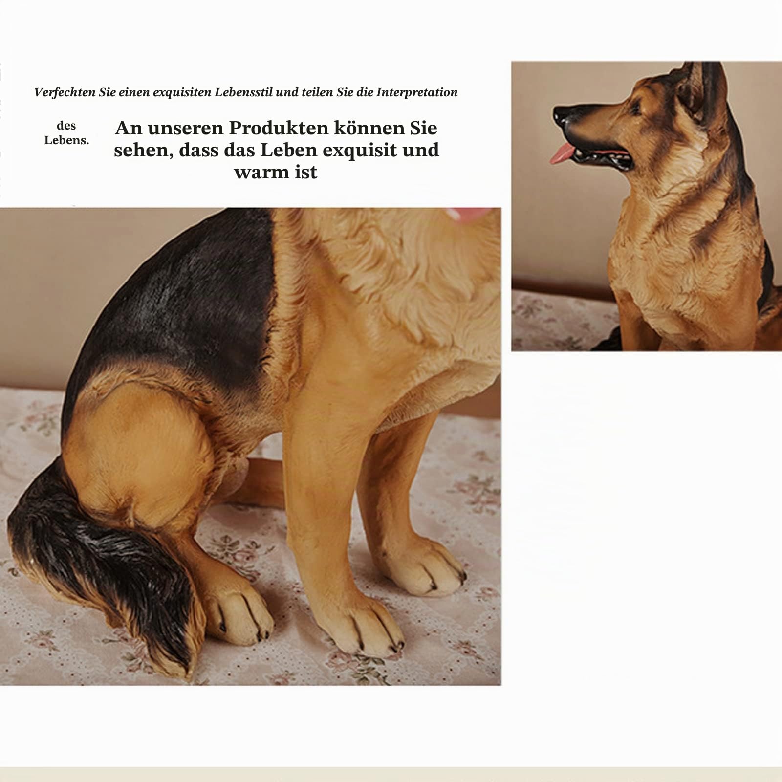 MFFIRE Garten Tier Dekoration, Realistische Hund Figur Deutscher Schäferhund Figur Harz Hund Skulptur Modell Lebensechte Tier Statue Home Decoration