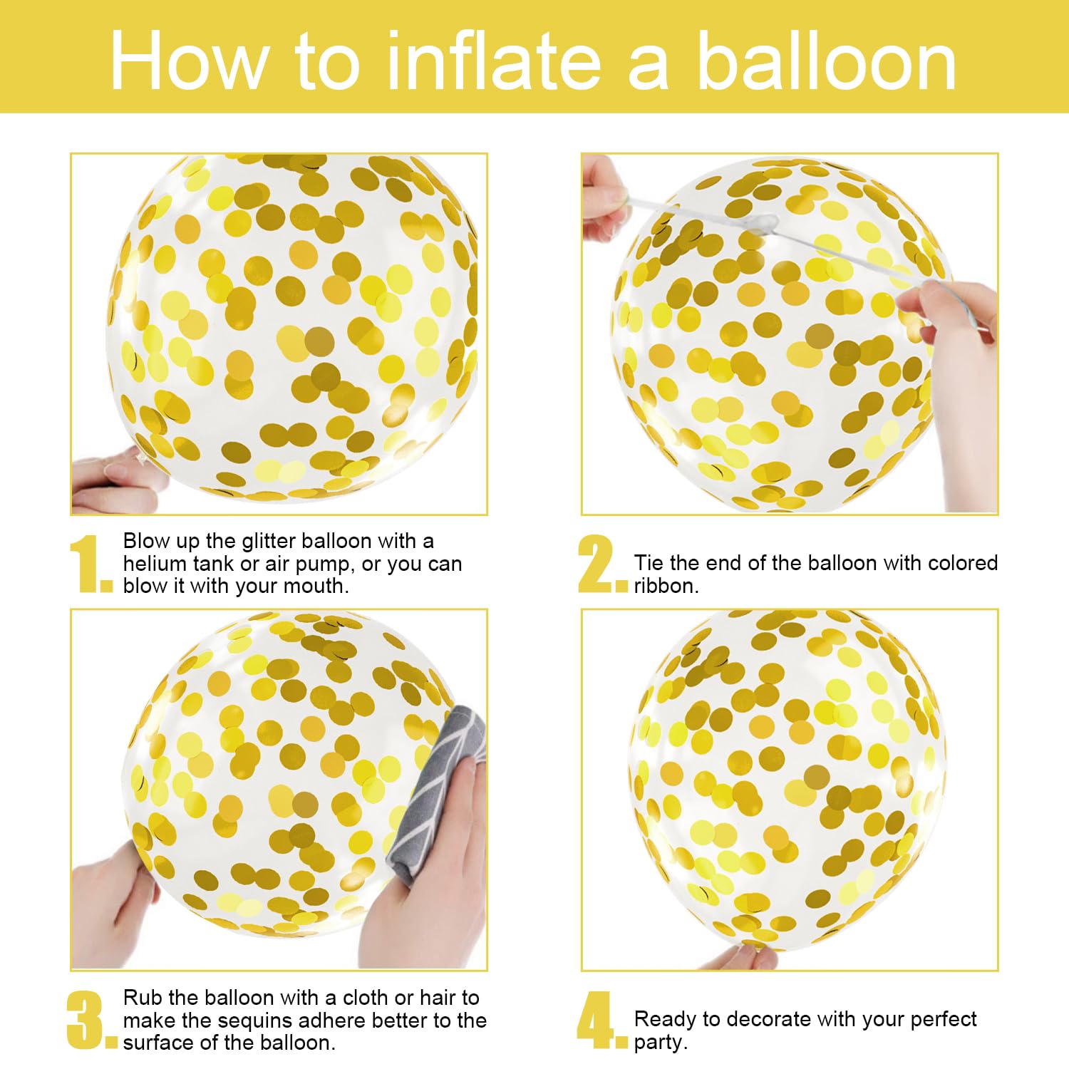 Luxe ballon set a 10 ballonnen turquoise metallic/ confetti goud - Party Balloon