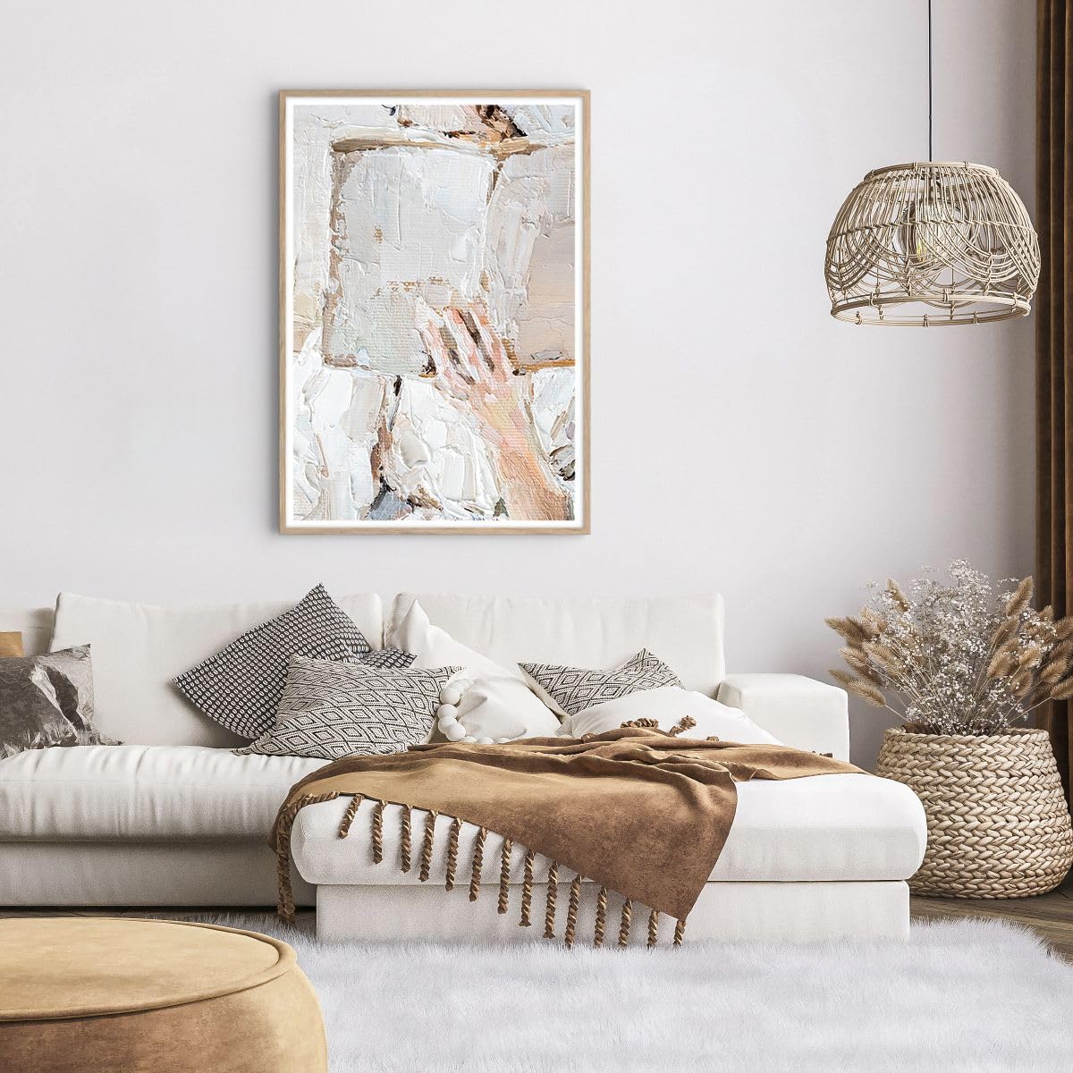 ARTTOR Poster Wandbild Kunstdruck 70x100cm Abstrakt Menschen - 5514 - P2N | Hallo Buch Minimalismus Vertikal mit hellem Eichenrahmen Wohnzimmer Schlafzimmer Küche Büro Wanddeko Kunstposter ARTTOR