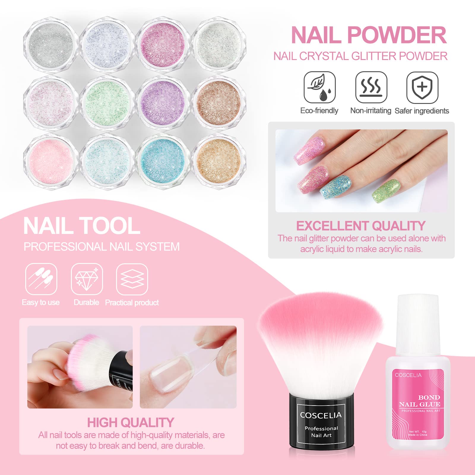 Buy Coslifestore Acrylic Powder For Nail Art 30 Gms Each Pack of 4 Shade  Peach, Pink, White and Clear Online at Best Prices in India - JioMart.