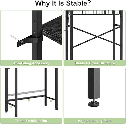 Miniatura 16 de Estante de almacenamiento sobre el inodoro, estante organizador de baño de 4 niveles sobre el inodoro con estante y canasta ajustables, estantes