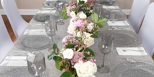 Miniatura 7 de Party Bargains Toallas desechables de lino para invitados, paquete de 100, 12 x 17 pulgadas, color blanco con estampado plateado, toallas de mano de