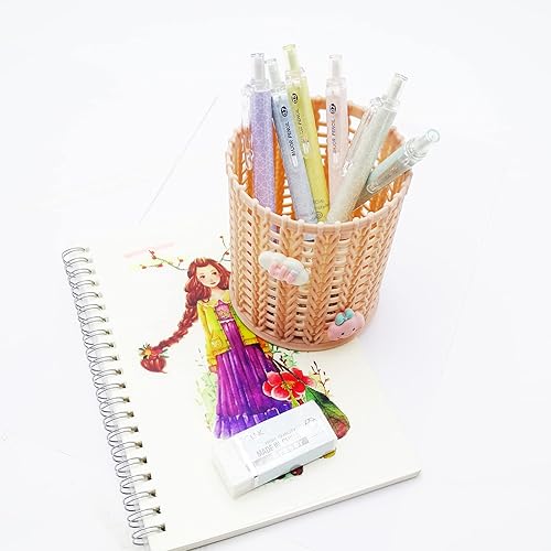 Miniatura 7 de COLNK Juego de lápices mecánicos con plomo y borradores, 6 bonitos lápices mecánicos de dibujo de 0.5 y 0.028 in, con 4 tubos de repuestos de plomo