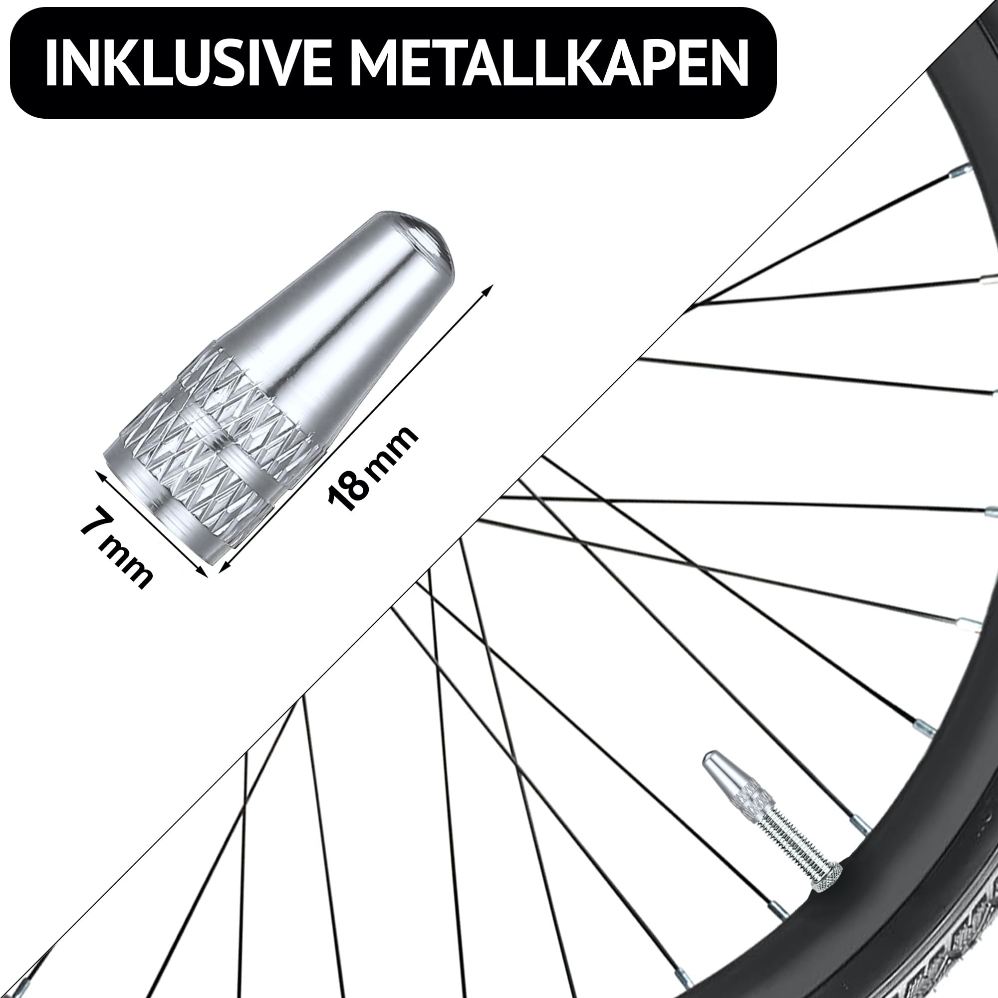 Juego de cámaras de aire para bicicleta de 26 pulgadas, para válvulas AV SV DV, 26 x 1,90 hasta 26 x 2,30 cm, bicicleta de montaña, trekking City, incluye palanca de montaje y tapas luminosas — view 5