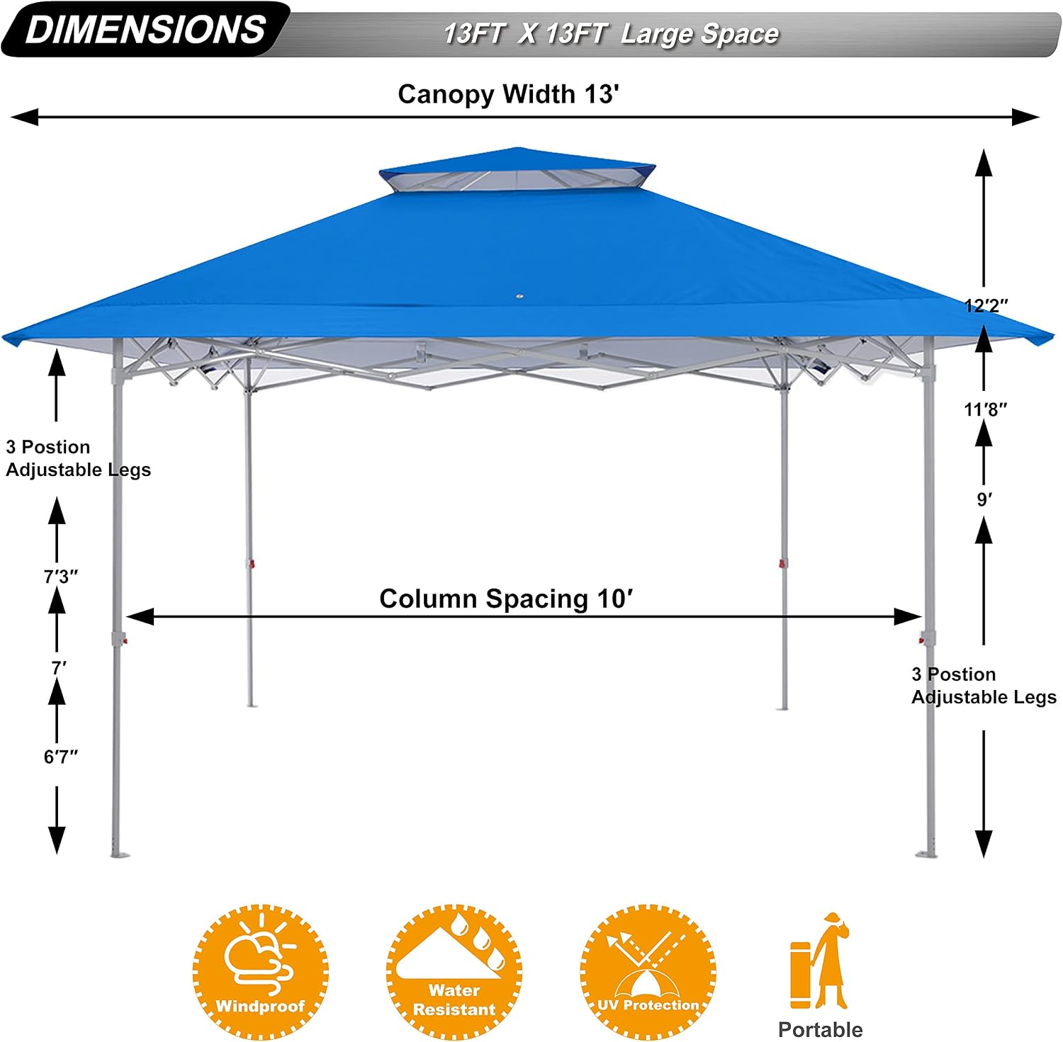 ABCCANOPY Easy Set-up 13x13 Canopy Tent 169 sq.ft Sun Shade