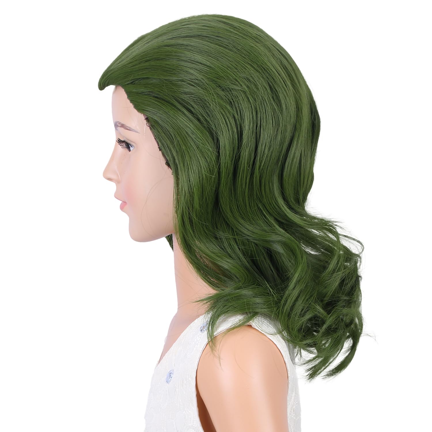 WAVELNM Kids Green Wig Child Short Dark Green Wig Boys Green Curly Wavy Wig Kids Cosplay Wig Synthetic Wigs with Wig Cap