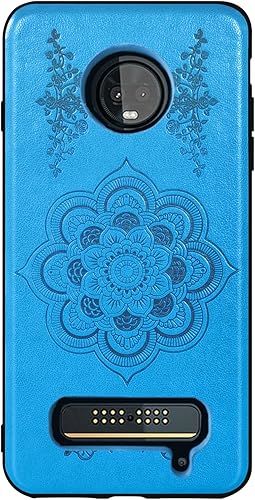 Miniatura 8 de Asuwish Funda compatible con Moto Z3  Z3 Play y protector de pantalla de vidrio templado, delgado, suave, TPU flor, resistente, funda de cuero gris