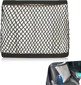 Car Seat Organizer Net, Versatile High Elastic Storage Net with Adjustable Buckle, Passenger Seat Mesh Purse Holder, Universal for Most Cars Black