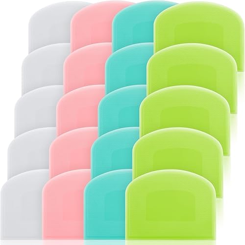 Thyle Juego de 20 raspadores de masa de plástico, raspadores de tazón, cortador de masa multiusos, espátula flexible para cocina, herramienta para
