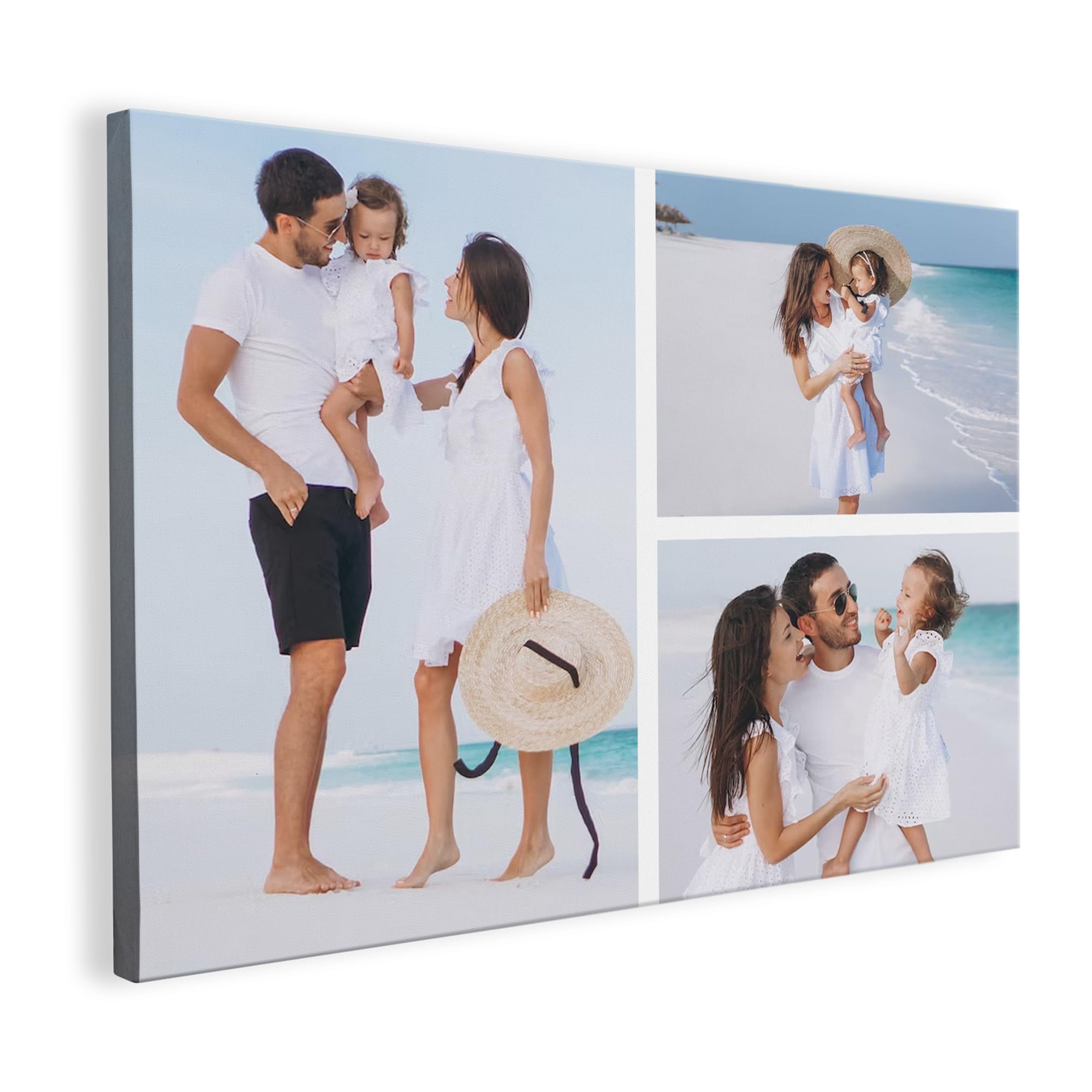 Print Maniacs Girls Landscape 3 Photo Personalised Canvas With Photos, Customised Canvas With Pictures, Personalised Gifts For Kids, Baby, Women, Men