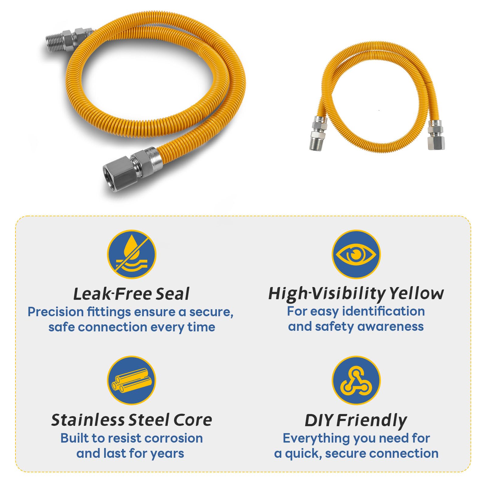 2 mangueras de gas GUOFIS de 36 pulgadas, MIP de 0.75 pulgadas x 0.75 pulgadas FIP (1 pulgada OD) conector de línea de gas flexible para estufa de gas y calentador