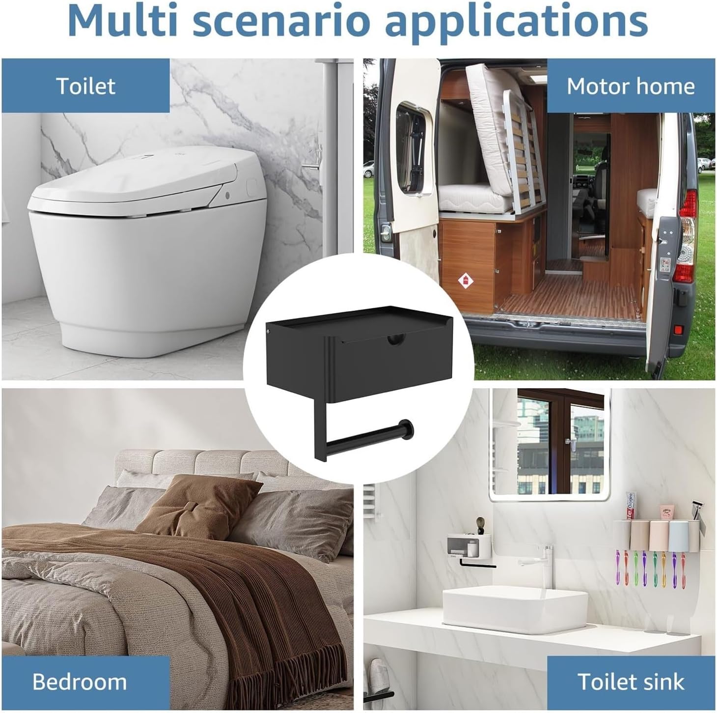 Toilet Paper Holder Toilet Paper Holder with Shelf Stainless Steel Roll with Storage Box Bathroom Tissue