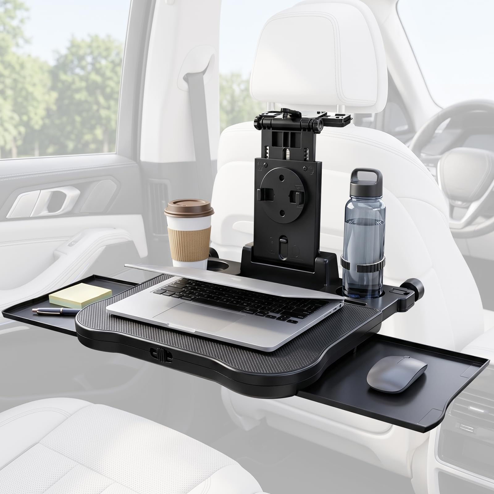 Mesa de Asiento Trasero para Coche, Mesa Portátil para el Asiento del Coche con Portavasos y Soporte para el Móvil, Mesa Multifuncional Plegable, Capacidad de Carga de 15-20 kg