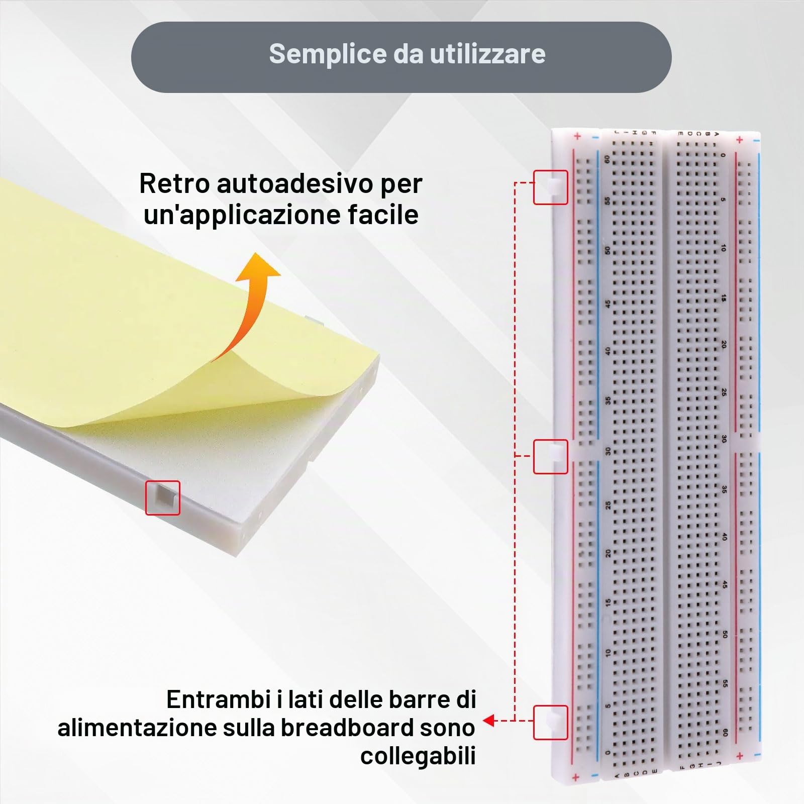 6 mini breadboard kit 170 e 400 punti + 1 breadboard 830 punti senza saldatura + 65 ponticelli flessibili, elettronica compatibile con Arduino, progetti fai da te