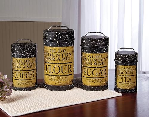 Miniatura 7 de Olde Country - Recipientes de lata seguros para alimentos, decoración del hogar de cocina, almacenamiento hermético, juego de 4