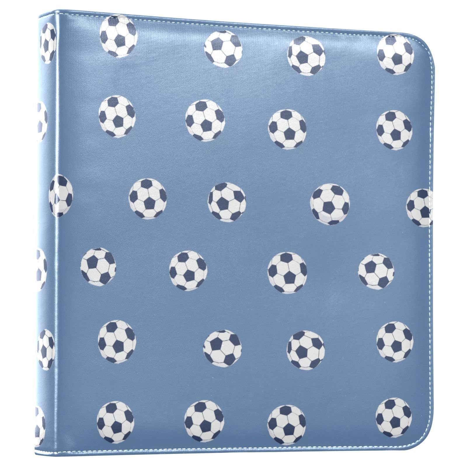 JIPONI Cute Mini Soccer Balls Large Photo Album, DIY Leather Cover Scrapbook Albums for 4x6 5x7 6x8 Pictures, Self Adhesive Memory Book for Wedding, Baby, Family