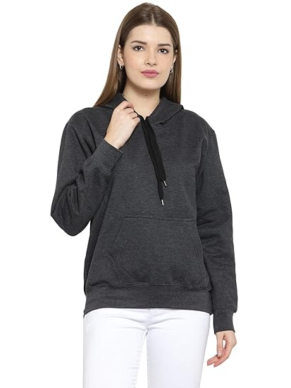 Women's Premium Rich Cotton Pullover Hoodie Sweatshirt - Charcoal Grey