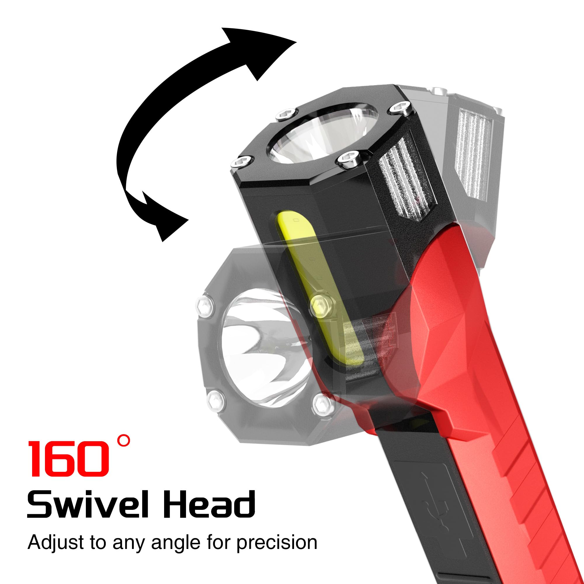 Anhay Wiederaufladbare Arbeitsleuchte, 1200 Lumen LED Arbeitsleuchten mit 160° Schwenkkopf, Magnetfuß & Haken, 6 Beleuchtungsmodi Magnetisches Arbeitslicht für Autoreparaturen, Notfälle, 2 Pack