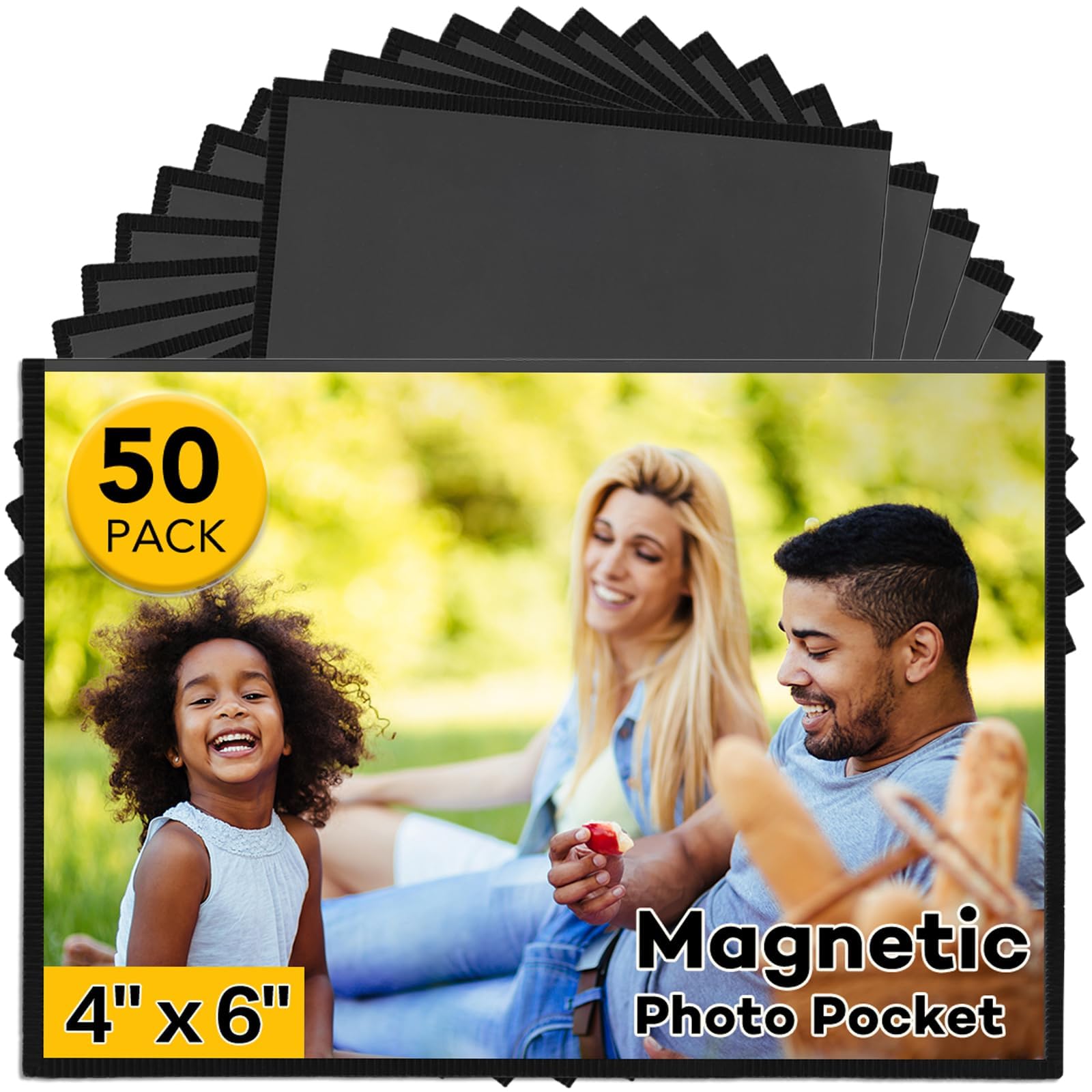 YixangDD Magnetische Bilderrahmen für Kühlschrank, 10,2 x 15,2 cm, Schwarz, 50 Stück